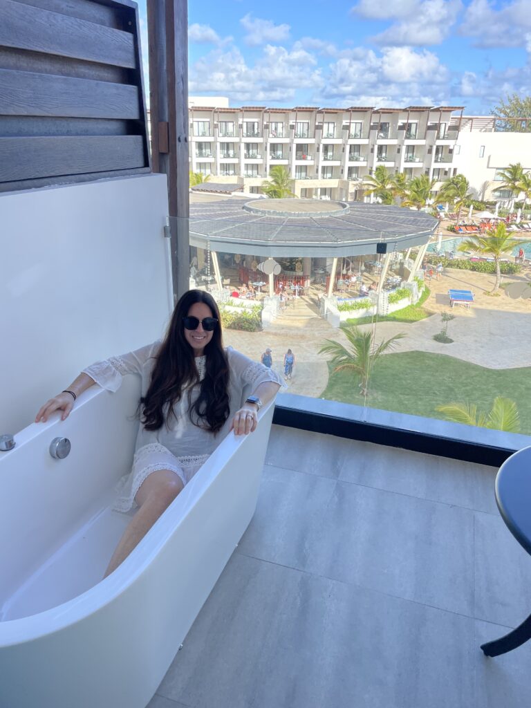 bathtub on a balcony